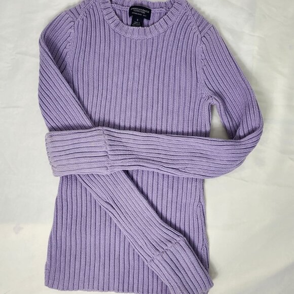 American Eagle Lavender Ribbed Knit Sweater S - Picture 1 of 8